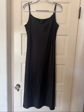 House of Harlow 1960 Black Satin Slip Maxi with Cropped black sweater